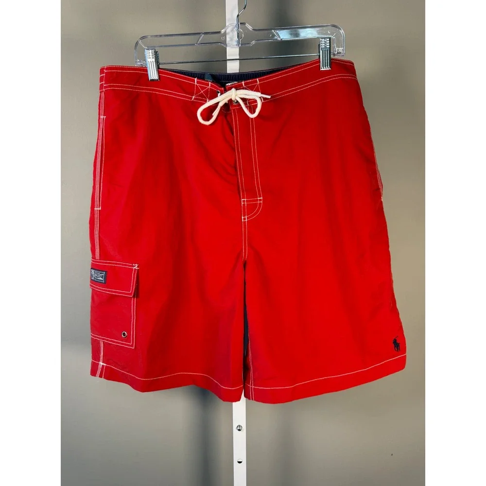 Polo Ralph Lauren Red Swim Trunks Mesh Lined Pony Logo XL Beach Surf
